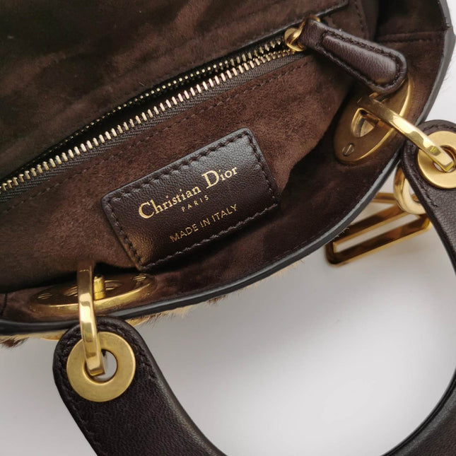 Sold Lady Dior Mini Handbag Pony-style Calfskin Leather Leopard Print