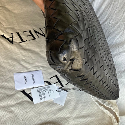Bottega Veneta Hop Black Intrecciato Leather Maxi Hobo Bag 54cm