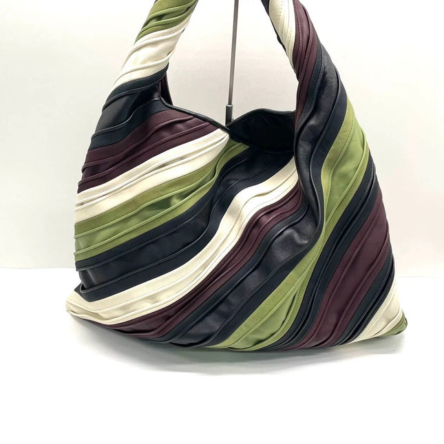 Bottega Veneta Hop Large Stripe Leather Hobo Bag 54cm
