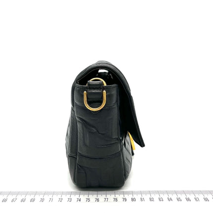 Sold Fendi Baguette Black Leather 3D FF Motif Crossbody bag Medium