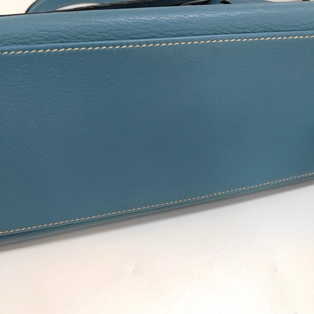 Hermes Kelly 32 Retourne Double Ring Blue Jeans Evercolor Leather Palladium Hardware 2002