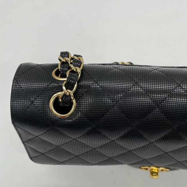 Chanel Classic Flap Medium 2016 Black Pixel Effect Calfskin Leather Gold Hardware