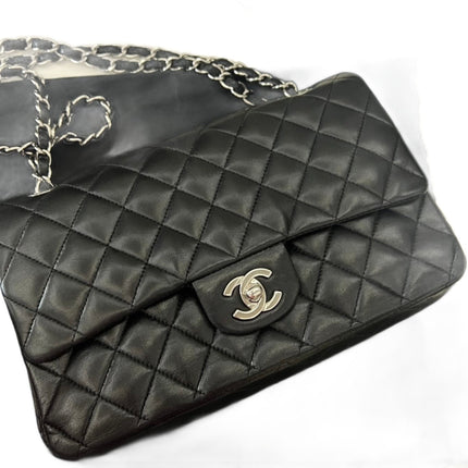 Sold Chanel Classic Flap Black lambskin leather Silver hardware-Luxbags