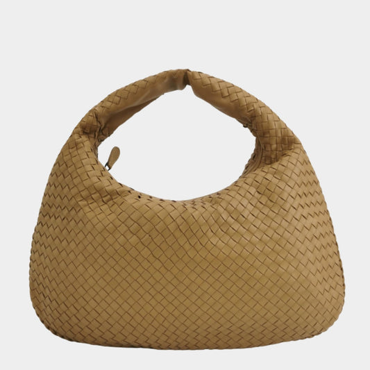 Bottega Veneta Intrecciato Hobo Bag Medium Beige Lambskin leather New Design-Luxbags