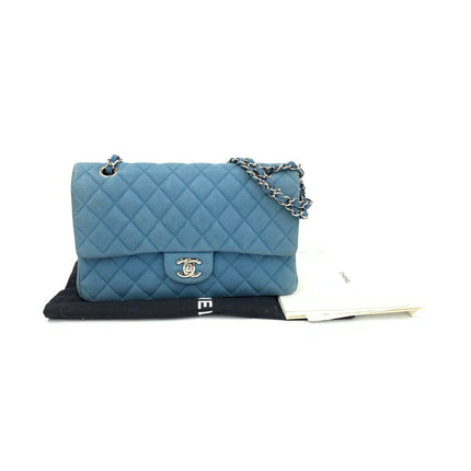 Chanel Timeless Classic Flap Medium Light Blue Caviar Leather Silver Hardware