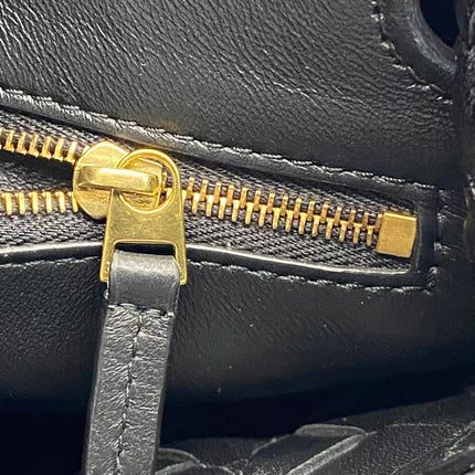 Bottega Veneta Andiamo Medium Black Intrecciato Leather Handbag