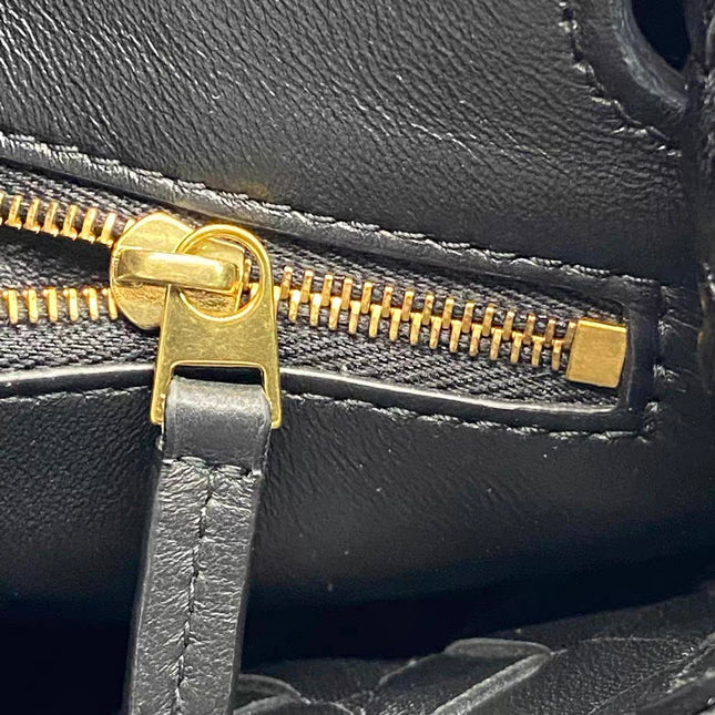 Bottega Veneta Andiamo Medium Black Intrecciato Leather Handbag