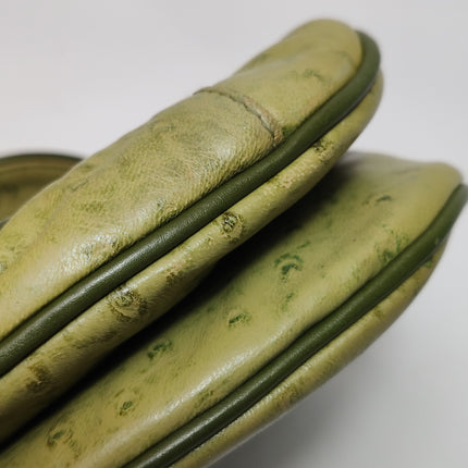Dior Vintage Double Saddle Green Ostrich Leather Gold Hardware