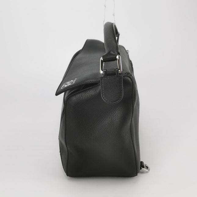 Loewe Puzzle Medium Black Smooth Leather White Logo 2016