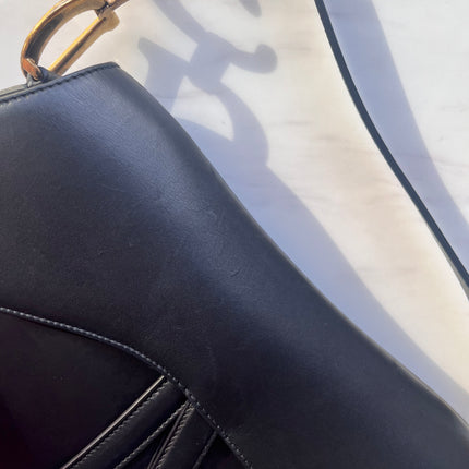 Sold Dior Saddle Medium leather Black Smooth Leather