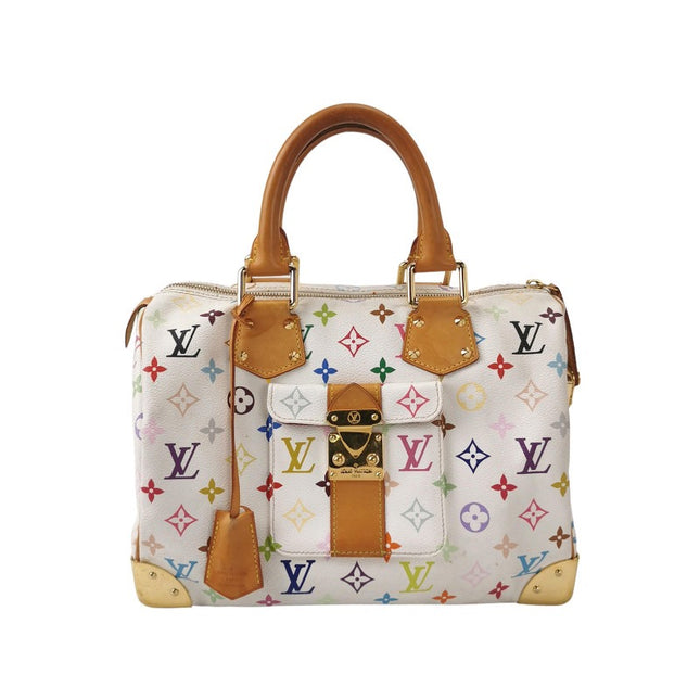 Louis Vuitton x Takashi Murakami Speedy 30 Lock White Multicolor-Luxbags
