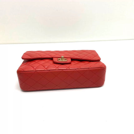Chanel Classic Flap Medium Red Lambskin Leather with Gold Hardware