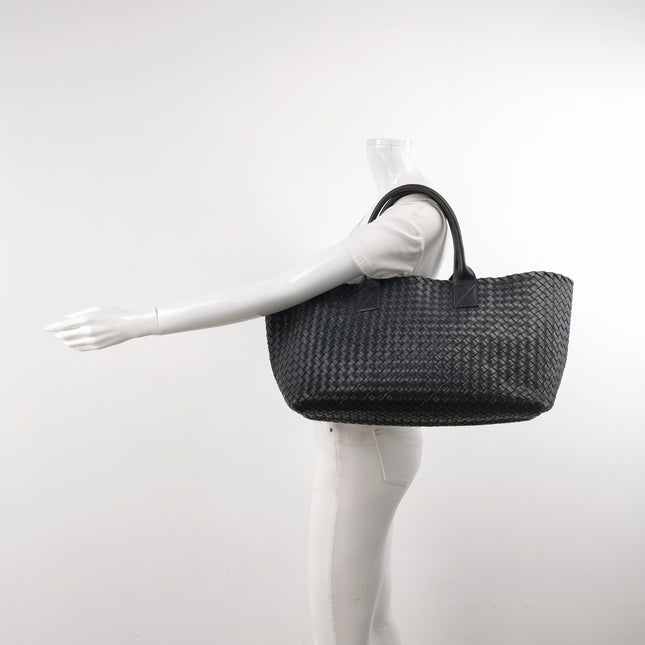 Bottega Veneta Cabat Large Intreccio Leather Tote Bag Black 40cm