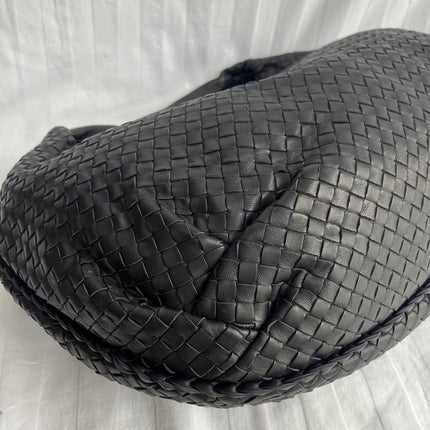 Bottega Veneta Belly Hobo Intrecciato Black Leather Maxi 50cm
