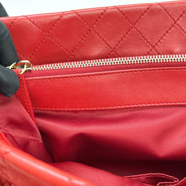 Chanel Shopping Tote Red Lambskin Leather Gold Hardware 2013-14