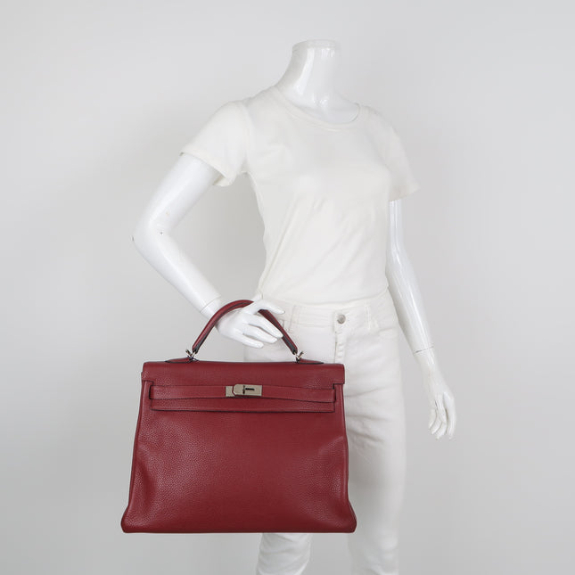 Hermes Kelly 40 Togo Leather Rouge H Deep Red Palladium Hardware 2014