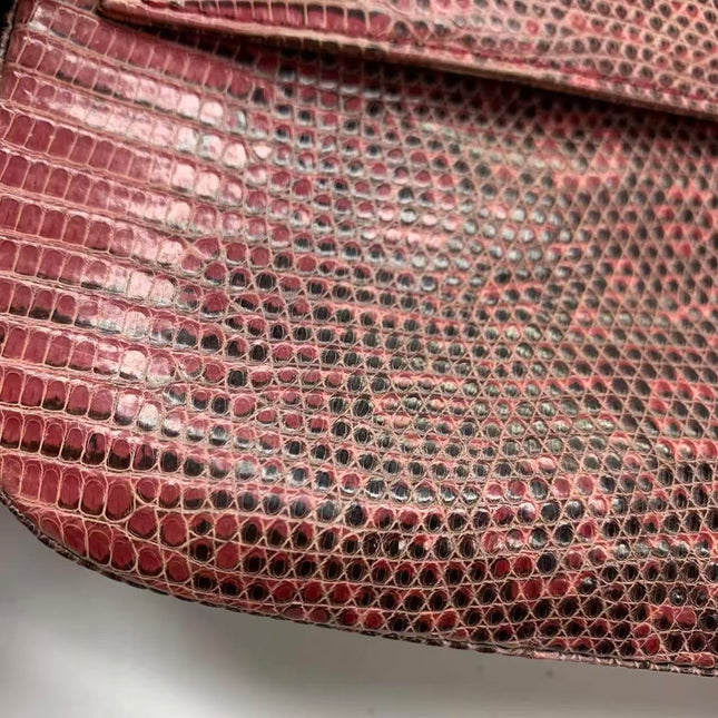 Fendi Baguette Purple Lizard Skin Leather Handbag