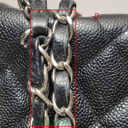 Chanel Classic Flap Jumbo Black Caviar Leather Single Flap Silver Hardware 2006-08