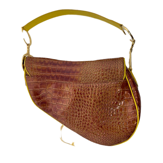 Sold Dior Saddle Brown Medium Crocodile embossed Leather Handbag