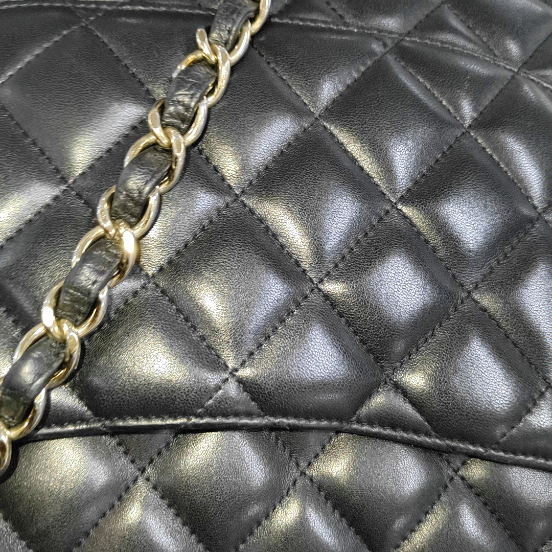 Chanel Classic Flap Jumbo Black Lambskin Leather Single Flap with Gold Hardware, 2010-2011