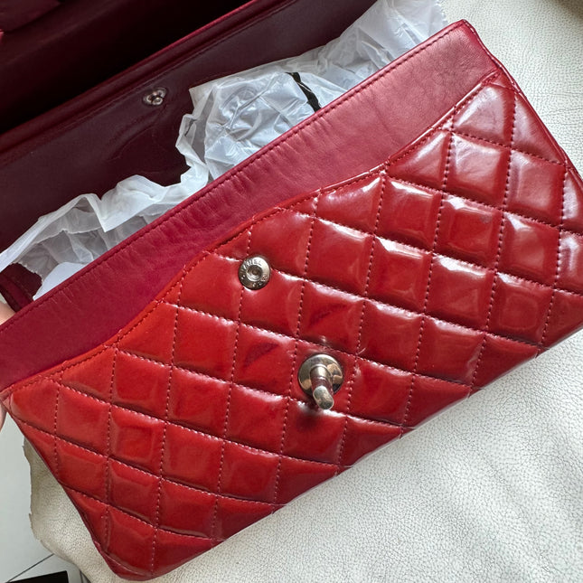 Chanel Classic Flap Medium Burgundy Patent Leather Silver HW, 2010-2011
