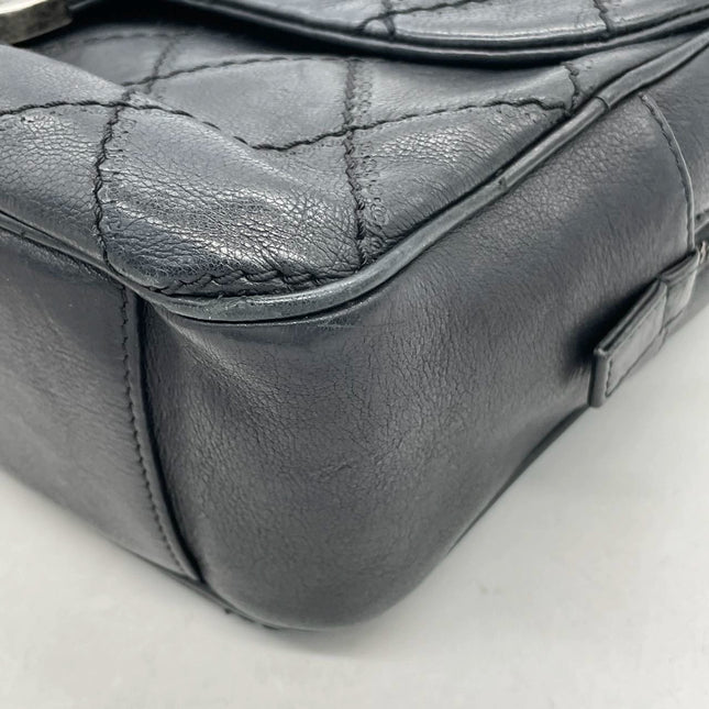 Chanel 2013 Paris-Edinburgh Large Black Flap Calfskin Leather Shoulder Bag