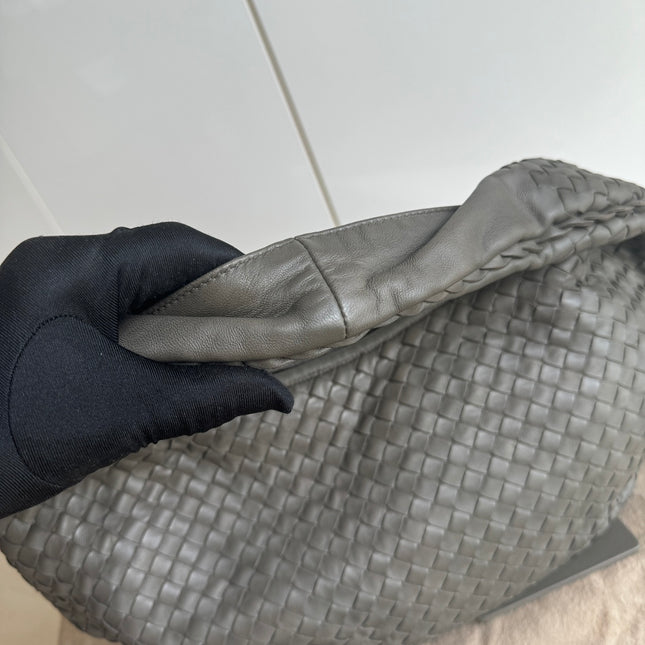 Sold Bottega Veneta Belly Hobo Intrecciato Grey Leather Medium 40cm