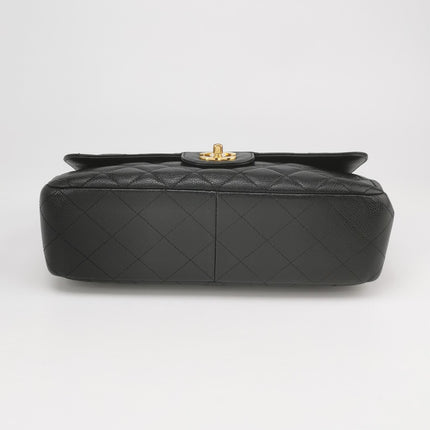 Chanel Classic Flap Jumbo Black Caviar Leather Single Flap 24k Gold Hardware 2008