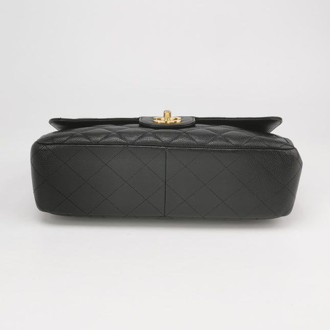 Chanel Classic Flap Jumbo Black Caviar Leather Single Flap 24k Gold Hardware 2008