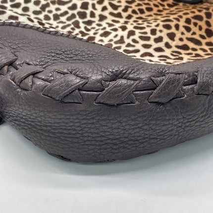 Gucci Jackie Vintage Large Leopard Print Pony-style Calfskin Brown Leather Shoulder Bag