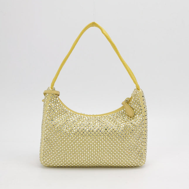 Prada Re-Edition 2000 Mini Yellow Glitter Nylon Shoulder Bag