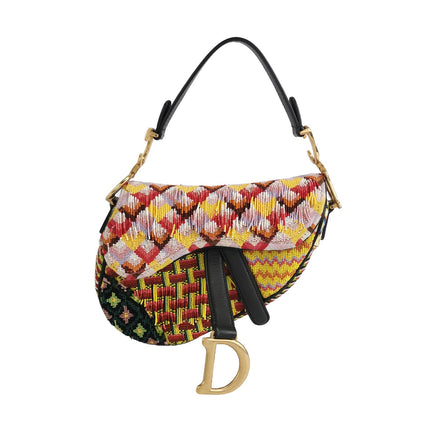 Dior Saddle Mini Multicolor Beaded Tassel Shoulder Bag 2018