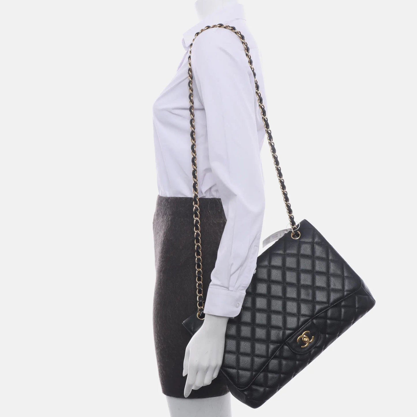 Sold Chanel Classic Flap Maxi 2009 Black Caviar Leather Single Flap with Gold Hardware