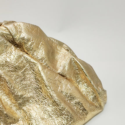 Bottega Veneta Pouch Large Metallic Gold Wrinkled Leather