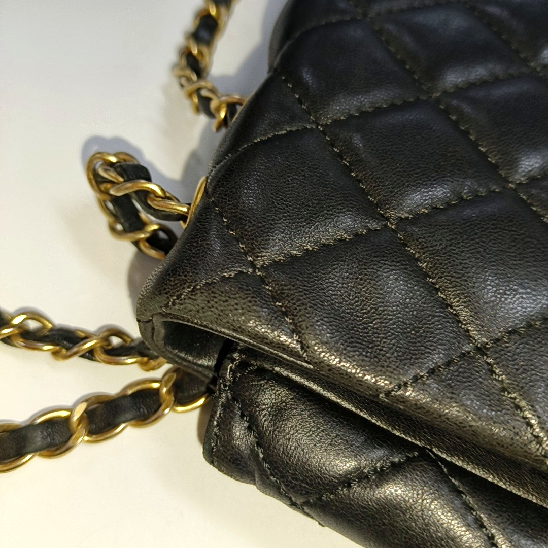 Chanel Now and Forever Large Flap Bag Black Lambskin Gold HW, 2013-14