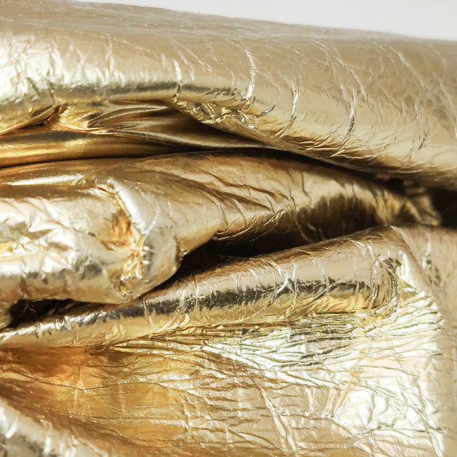 Bottega Veneta Pouch Large Metallic Gold Wrinkled Leather