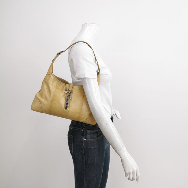 Sold Gucci Jackie Vintage Yellow Gold Exotic Lizard-skin Leather Shoulder Bag