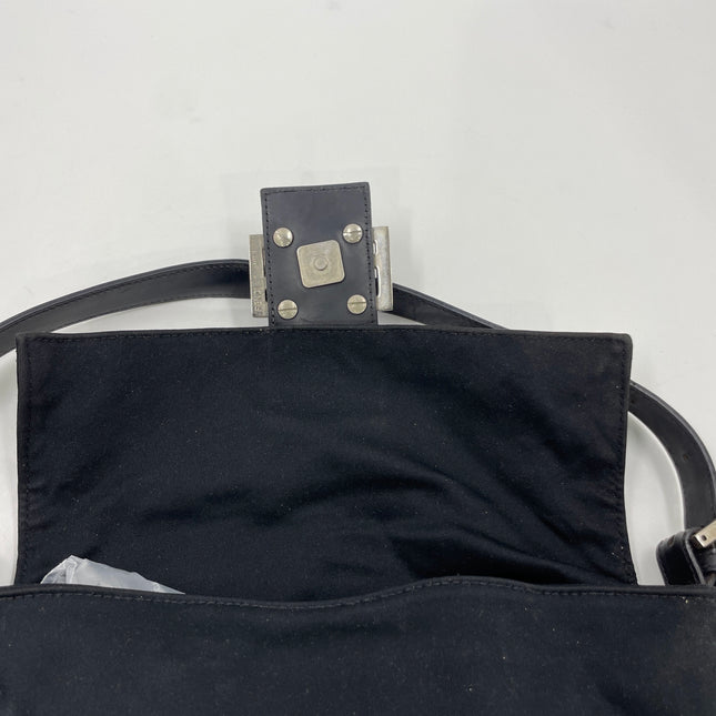 FENDI Baguette Vintage Black Cloth Silver Hardware
