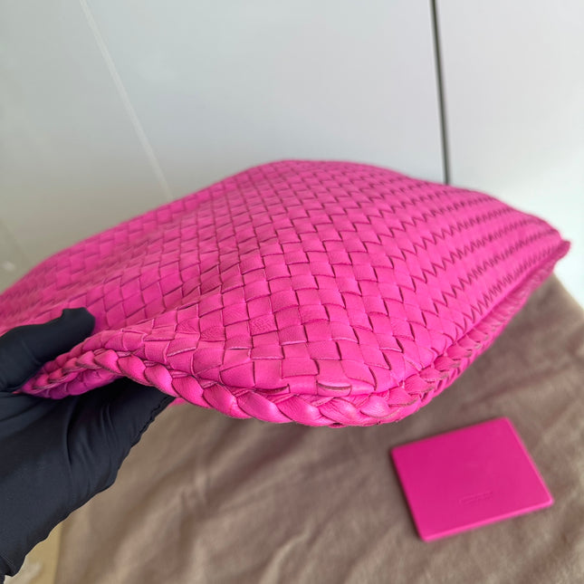 Sold Bottega Veneta Veneta Hobo Large Pink Intrecciato Leather Bag 51cm
