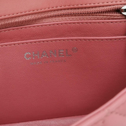Chanel Classic Flap Mini 2016 Pink Lambskin Leather Silver Hardware