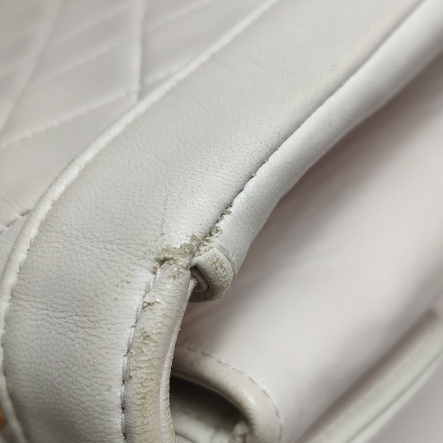 Chanel Diana CC Flap Bag Small Vintage White Lambskin Leather with 24k Gold HW, 1989-1991