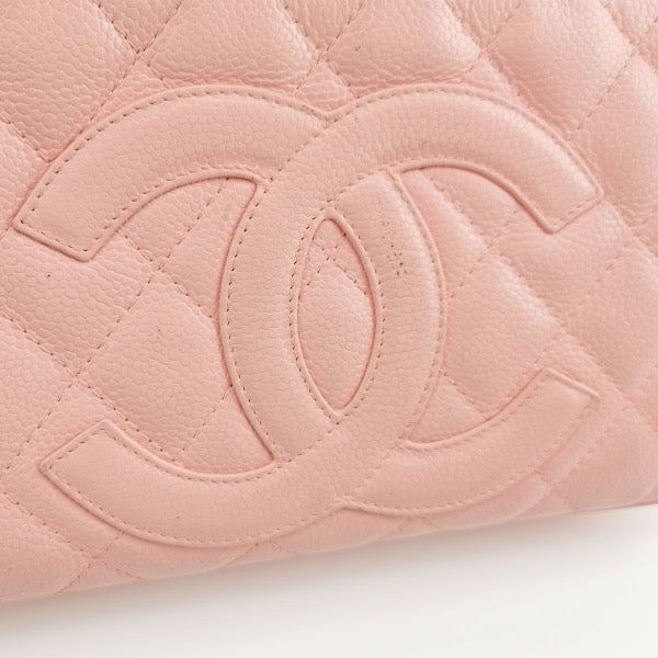 Chanel Clutch Shoulder Bag Pink Caviar Leather Gold Hardware