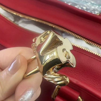 Loewe Amazona 36 Medium Red Leather Horse Lock Gold-tone Hardware