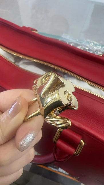 Loewe Amazona 36 Medium Red Leather Horse Lock Gold-tone Hardware