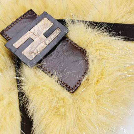 Sold Fendi Baguette Yellow Furry Shoulder Bag