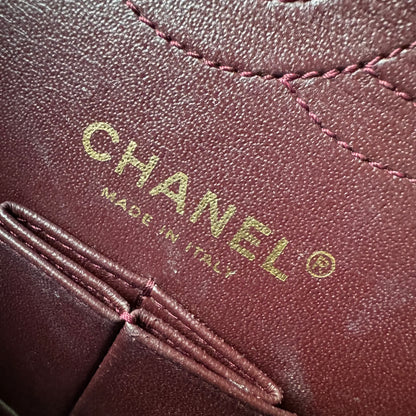 Chanel 2.55 Mini Reissue Quilted Burgundy Patent Leather Double Flap Gold HW