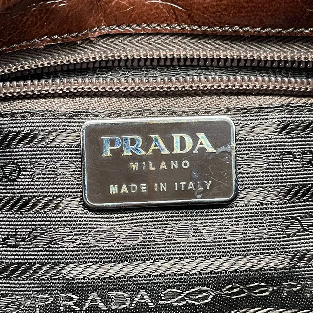 Prada Leopard Print Pony-style Calfskin Tortoise Strap Large Shoulder Bag