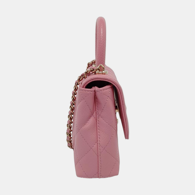 Chanel Coco Handle Super Mini Pink Caviar Leather Gold Hardware Crossbody Bag