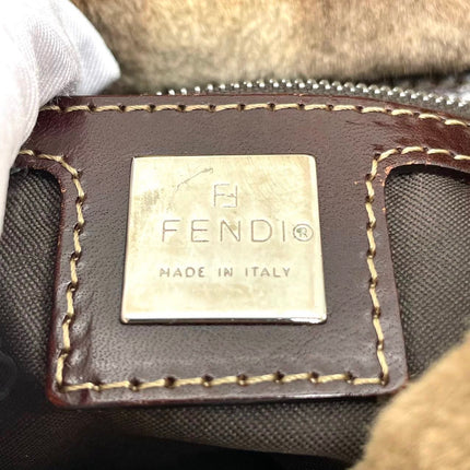 Fendi Mamma Baguette Brown Beige Soft Fur Shoulder Bag