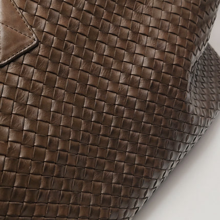 Bottega Veneta Cabat Tote Intreccio Leather Dark Chocolate Brown 44cm